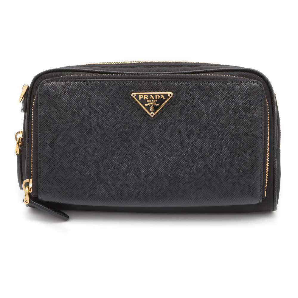 Prada Shoulder Bag Saffiano Leather Black